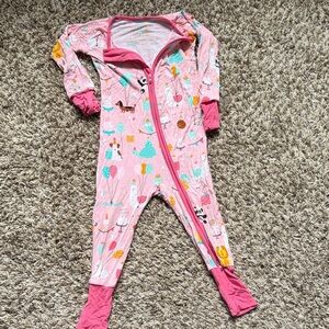 Little Sleepies Pink Party Animals Kids Footie l 12-18M